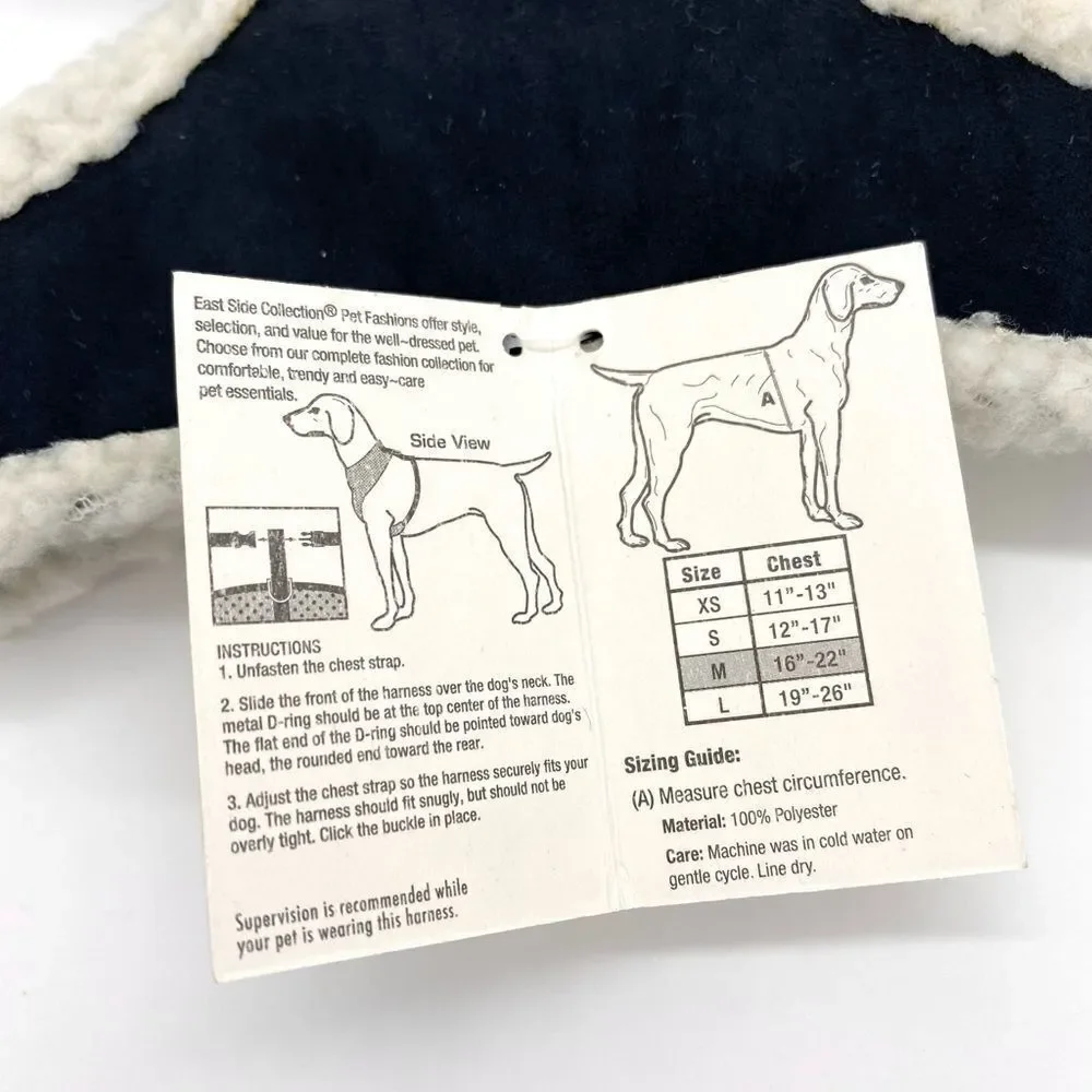 East Side Collection Cozy Sherpa Dog Pet Harness Faux Suede Size Medium Black